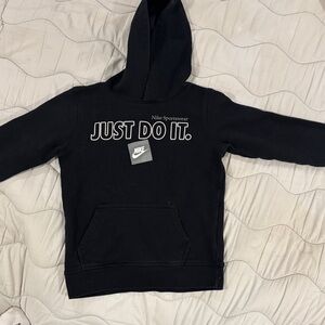 Nike Kids Black Hoodie with 'Just Do It' Slogan